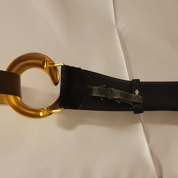 Vintage Wide Tracy Maxwell Black Gen Pig Suede Belt Gold Tone Buckle GUC Large - Picture 6 of 16